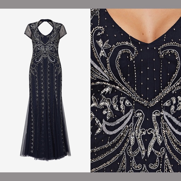 NWT Adrianna‎ Papell Beaded Short Sleeve Gown 2 - Picture 2 of 16